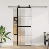 Porta Scorrevole con Ferramenta Nera 76x205 cm in Vetro ESG