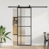 Porta Scorrevole con Ferramenta Nera 76x205 cm in Vetro ESG