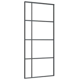 Porta Scorrevole con Ferramenta Nera 90x205 cm in Vetro ESG