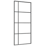 Porta Scorrevole con Ferramenta Nera 90x205 cm in Vetro ESG