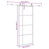 Porta Scorrevole con Ferramenta Nera 90x205 cm in Vetro ESG