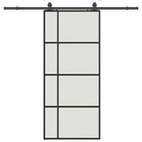 Porta Scorrevole con Ferramenta Nera 90x205 cm in Vetro ESG