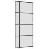 Porta Scorrevole con Ferramenta Nera 90x205 cm in Vetro ESG