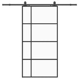 Porta Scorrevole con Ferramenta Nera 102,5x205 cm in Vetro ESG