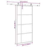 Porta Scorrevole con Ferramenta Nera 102,5x205 cm in Vetro ESG