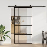 Porta Scorrevole con Ferramenta Nera 102,5x205 cm in Vetro ESG