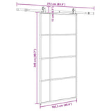 Porta Scorrevole con Ferramenta Nera 102,5x205 cm in Vetro ESG