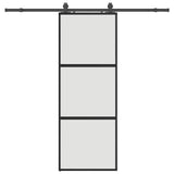 Porta Scorrevole Set Ferramenta Nera 76x205 cm Vetro Temperato