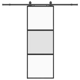 Porta Scorrevole Set Ferramenta Nera 76x205 cm Vetro Temperato