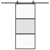 Porta Scorrevole Set Ferramenta Nera 90x205 cm Vetro Temperato