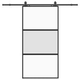 Porta Scorrevole Ferramenta Nera 102,5x205 cm Vetro Temperato