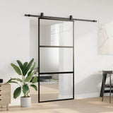 Porta Scorrevole Ferramenta Nera 102,5x205 cm Vetro Temperato