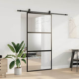 Porta Scorrevole Ferramenta Nera 102,5x205 cm Vetro Temperato