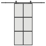 Porta Scorrevole Set Ferramenta Nera 90x205 cm Vetro Temperato