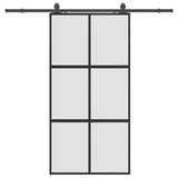Porta Scorrevole Ferramenta Nera 102,5x205 cm Vetro Temperato