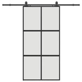 Porta Scorrevole Ferramenta Nera 102,5x205 cm Vetro Temperato