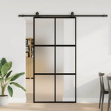 Porta Scorrevole Ferramenta Nera 102,5x205 cm Vetro Temperato