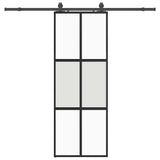 Porta Scorrevole Set Ferramenta Nera 76x205 cm Vetro Temperato