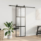 Porta Scorrevole Set Ferramenta Nera 76x205 cm Vetro Temperato