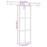 Porta Scorrevole Set Ferramenta Nera 76x205 cm Vetro Temperato