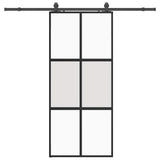 Porta Scorrevole Set Ferramenta Nera 90x205 cm Vetro Temperato