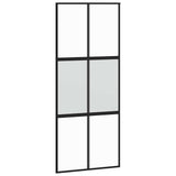 Porta Scorrevole Set Ferramenta Nera 90x205 cm Vetro Temperato