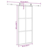 Porta Scorrevole Set Ferramenta Nera 90x205 cm Vetro Temperato