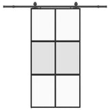 Porta Scorrevole Ferramenta Nera 102,5x205 cm Vetro Temperato