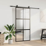 Porta Scorrevole Ferramenta Nera 102,5x205 cm Vetro Temperato