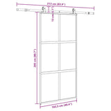 Porta Scorrevole Ferramenta Nera 102,5x205 cm Vetro Temperato
