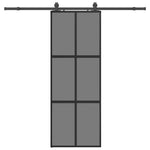 Porta Scorrevole Set Ferramenta Nera 76x205 cm Vetro Temperato