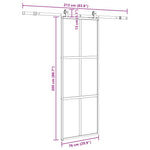Porta Scorrevole Set Ferramenta Nera 76x205 cm Vetro Temperato