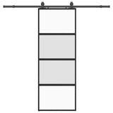 Porta Scorrevole Set Ferramenta Nera 76x205 cm Vetro Temperato