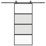 Porta Scorrevole Set Ferramenta Nera 90x205 cm Vetro Temperato
