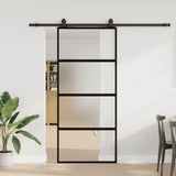 Porta Scorrevole Set Ferramenta Nera 90x205 cm Vetro Temperato