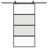 Porta Scorrevole Ferramenta Nera 102,5x205 cm Vetro Temperato