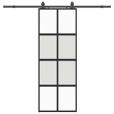 Porta Scorrevole Set Ferramenta Nera 76x205 cm Vetro Temperato