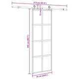 Porta Scorrevole Set Ferramenta Nera 76x205 cm Vetro Temperato