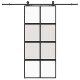 Porta Scorrevole Set Ferramenta Nera 90x205 cm Vetro Temperato