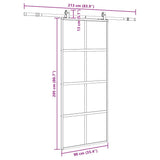 Porta Scorrevole Set Ferramenta Nera 90x205 cm Vetro Temperato