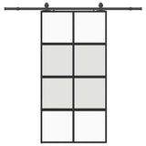 Porta Scorrevole Ferramenta Nera 102,5x205 cm Vetro Temperato