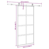 Porta Scorrevole Ferramenta Nera 102,5x205 cm Vetro Temperato