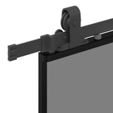 Porta Scorrevole Set Ferramenta Nera 90x205 cm Vetro Temperato
