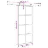 Porta Scorrevole Set Ferramenta Nera 90x205 cm Vetro Temperato