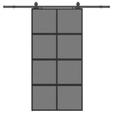 Porta Scorrevole Ferramenta Nera 102,5x205 cm Vetro Temperato
