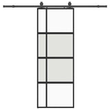 Porta Scorrevole Set Ferramenta Nera 76x205 cm Vetro Temperato