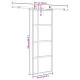 Porta Scorrevole Set Ferramenta Nera 76x205 cm Vetro Temperato