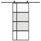 Porta Scorrevole Set Ferramenta Nera 90x205 cm Vetro Temperato