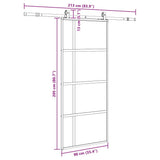 Porta Scorrevole Set Ferramenta Nera 90x205 cm Vetro Temperato