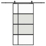 Porta Scorrevole Ferramenta Nera 102,5x205 cm Vetro Temperato